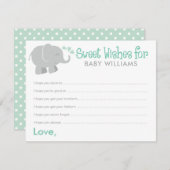Modern Mint en Grijze Elephant Baby shower Wishes (Voorkant / Achterkant)