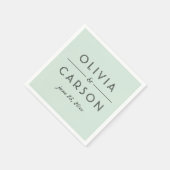 Modern mint en zwart trouwmonogram servetten (Hoek)