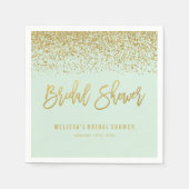 Modern Mint Faux Gold Glitter Vrijgezellenfeest Servetten (Voorkant)