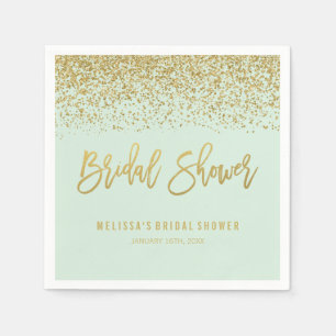 Modern Mint Faux Gold Glitter Vrijgezellenfeest Servetten