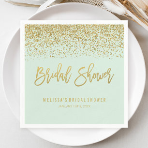 Modern Mint Faux Gold Glitter Vrijgezellenfeest Servetten