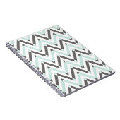 Modern Mint Gray Geometric Chevron Pattern Notitieboek (Rechterzijde)