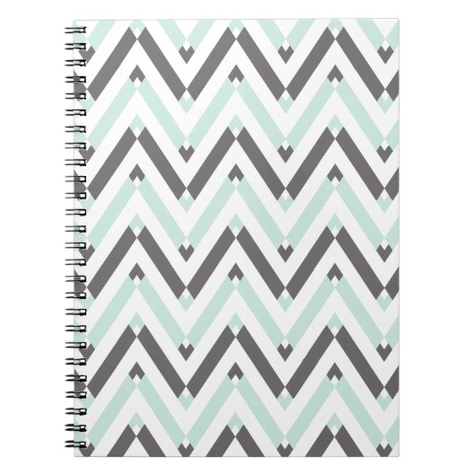 Modern Mint Gray Geometric Chevron Pattern Notitieboek (Voorkant)