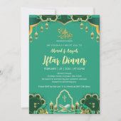 Modern Mint Green and Gold Festive Ramadan Iftar Kaart (Voorkant)