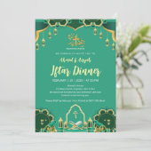 Modern Mint Green and Gold Festive Ramadan Iftar Kaart (Staand voorkant)