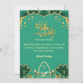 Modern Mint Green and Gold Festive Ramadan Iftar Kaart (Achterkant)