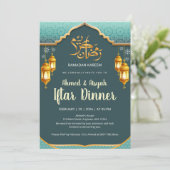 Modern Mint Green and Gold Festive Ramadan Iftar Kaart (Staand voorkant)