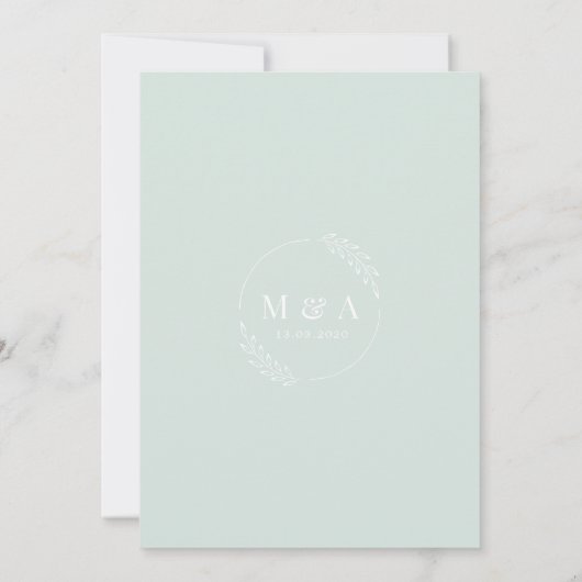 Modern Mint Green Backyard Botanical Leaf Wedding Kaart (Achterkant)