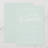 Modern Mint Green Backyard Botanical Leaf Wedding Kaart (Voorkant / Achterkant)