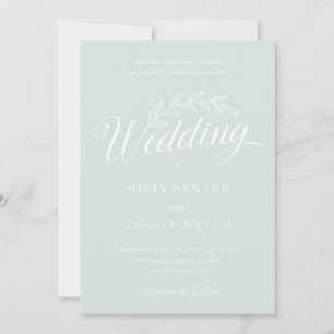 Modern Mint Green Backyard Botanical Leaf Wedding Kaart