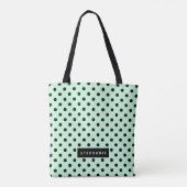 Modern Mint Green Black Polka Dot gepersonaliseerd Tote Bag (Achterkant)
