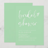 Modern Mint Green Calligraphy Heart Vrijgezellenfe Kaart (Voorkant / Achterkant)