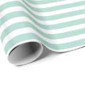 Modern Mint Green Color Stripes Pattern Cadeaupapier (Rol Hoek)