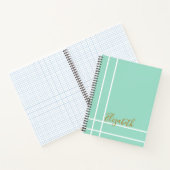 Modern Mint Green Custom Name Minimalist Notitieboek (Binnen)