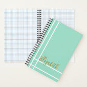 Modern Mint Green Custom Name Minimalist Notitieboek (Binnen)