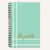 Modern Mint Green Custom Name Minimalist Notitieboek (Voorkant)