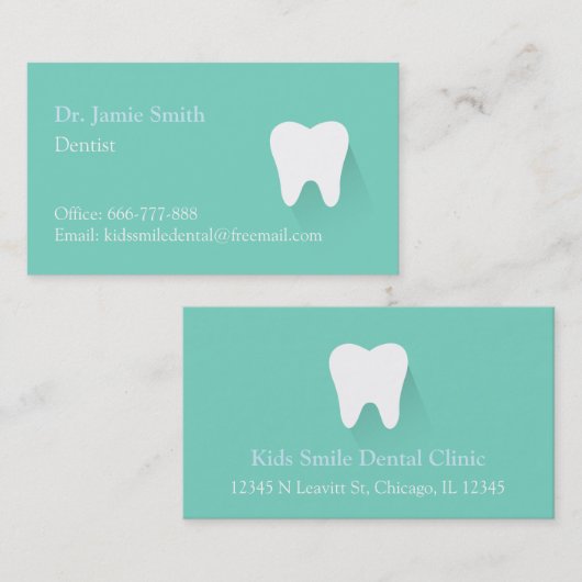 Modern Mint Green Dental Visitekaartjes (Voorkant / Achterkant)