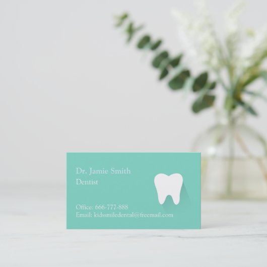 Modern Mint Green Dental Visitekaartjes (Staand voorkant)