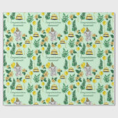 Modern Mint Green Elephant Safari Baby shower Cadeaupapier (Vlak)