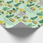 Modern Mint Green Elephant Safari Baby shower Cadeaupapier (Hoek)