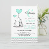 Modern Mint Green Elephant SIP & SEE Baby Girl Kaart (Staand voorkant)