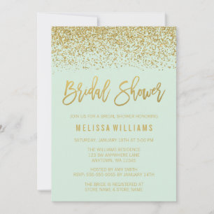 Modern Mint Green Faux Gold Glitter Vrijgezellenfe Kaart
