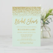 Modern Mint Green Faux Gold Glitter Vrijgezellenfe Kaart (Staand voorkant)