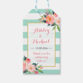 Modern Mint Green Floral Decor | Weddenschap Harte Cadeaulabel (Voorkant)