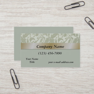 Modern Mint Green Floral Gold Satin Visitekaartje