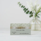 Modern Mint Green Floral Gold Satin Visitekaartje (Staand voorkant)