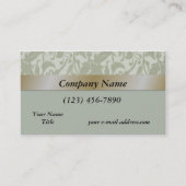 Modern Mint Green Floral Gold Satin Visitekaartje (Voorkant)