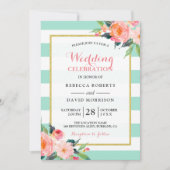 Modern Mint Green Flowers Wedding Celebration Kaart (Voorkant)