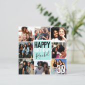 Modern Mint Green Friends Photo Collage Birthday Kaart (Staand voorkant)