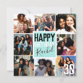 Modern Mint Green Friends Photo Collage Birthday Kaart (Voorkant)