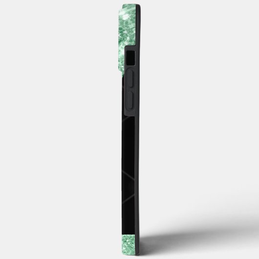 Modern Mint Green Glitter Drift Monogram Case-Mate iPhone Case (Achterkant / Links)