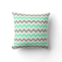 Modern Mint Green Gray Chevron Pattern