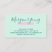 Modern mint green hair stylist script visitekaartje (Achterkant)