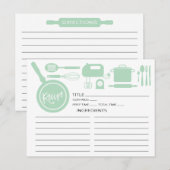 Modern Mint Green Kitchen Utils Recipe Card Briefkaart (Voorkant / Achterkant)