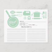 Modern Mint Green Kitchen Utils Recipe Card Briefkaart (Voorkant)
