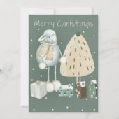 Modern Mint Green Merry-kerstgeest Feestdagenkaart (Voorkant)