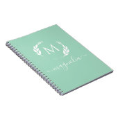 Modern Mint Green Monogram Name Initiaal Notitiebo Notitieboek (Rechterzijde)