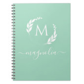 Modern Mint Green Monogram Name Initiaal Notitiebo Notitieboek (Voorkant)