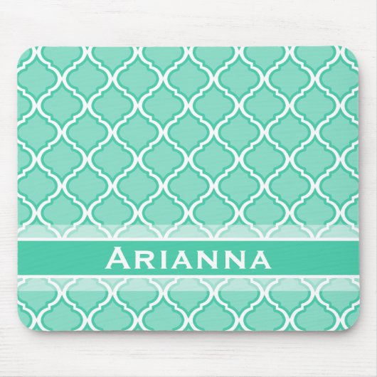 Modern Mint Green Moroccan Trellis Muismat (Voorkant)