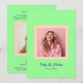 Modern Mint Green Peach High School Photo Grad Aankondiging (Voorkant / Achterkant)