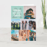 Modern mint green photos collage grid 21 birthday kaart<br><div class="desc">Cool modern mint green photos collage grid 21 birthday ,  add 8 of your friends favorite photo with a modern and cool elegant script font typography. Add your message inside.</div>