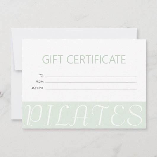 Modern Mint Green Pilates Cadeaubon (Voorkant)