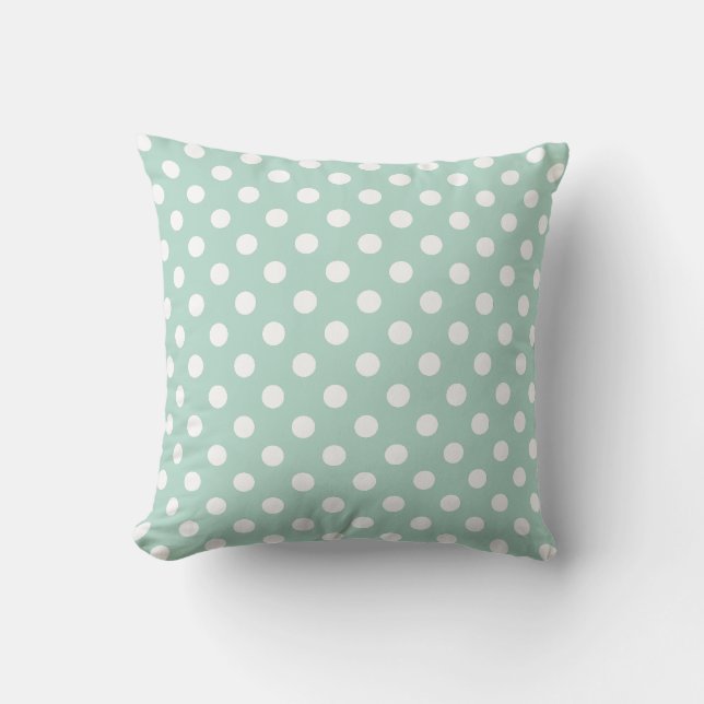 Modern Mint Green Polkadot Pattern Kussen (Voorkant)