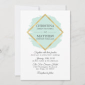 Modern Mint Green Sage Gold Foil Lijst bruiloft Kaart (Voorkant)