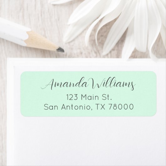 Modern Mint Green Script Return Address Etiket (Insitu)