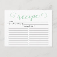 Modern Mint Green Script Vrijgezellenfeest Recept 
